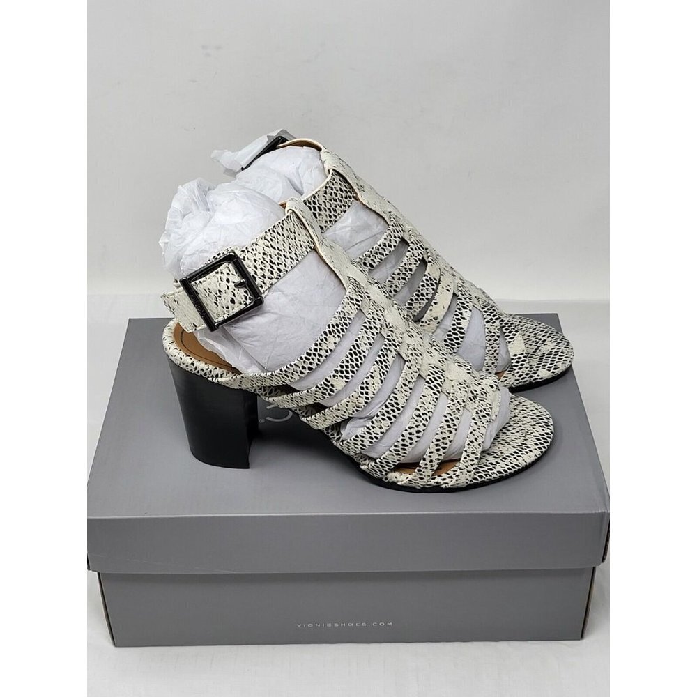Vionic Perk Sami snake white black Leather Ankle Strap Sandals Heels size 7.5 - Picture 4 of 6
